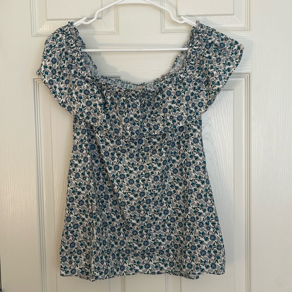 Loft Blue Floral Blouse